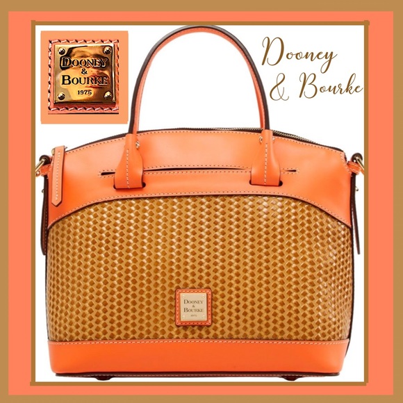 Dooney & Bourke Handbags - Dooney Beacon Woven Coral Italian Leather Satchel